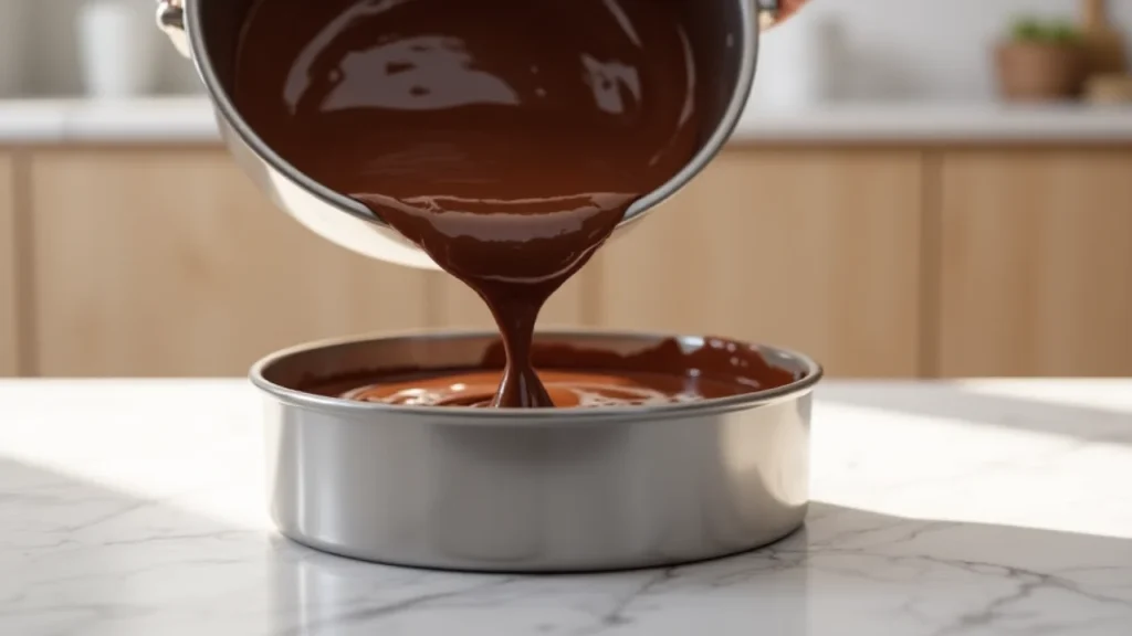 Pouring Batter into Cake Pan
