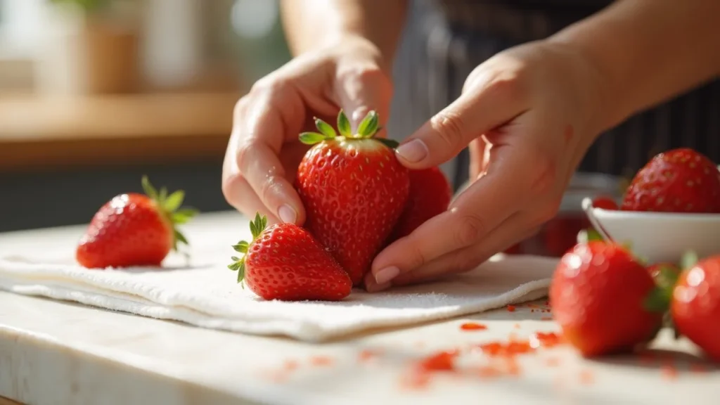 Preparing the Strawberries