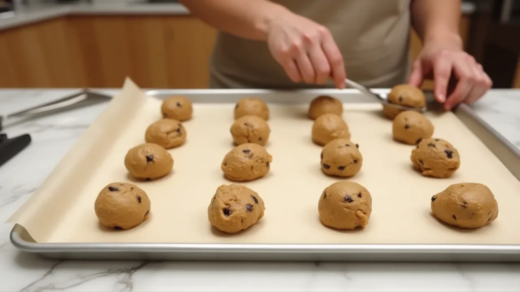Shaping Cookies on Baking Sheet