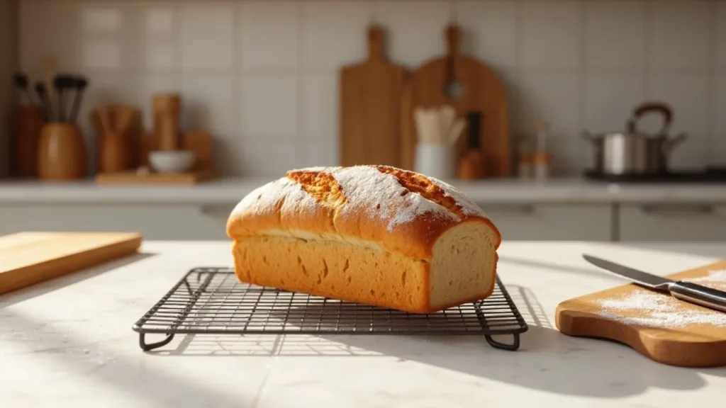 Fresh Bread Cooling on Wire Rack