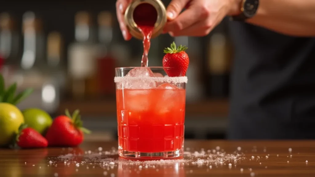 Pouring the Margarita into the Glass