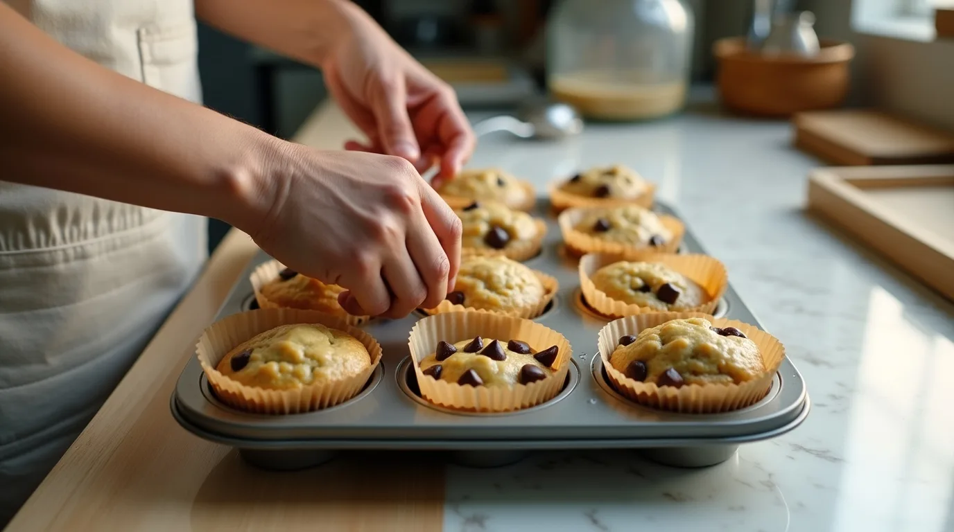 Pouring Batter into Muffin Cups