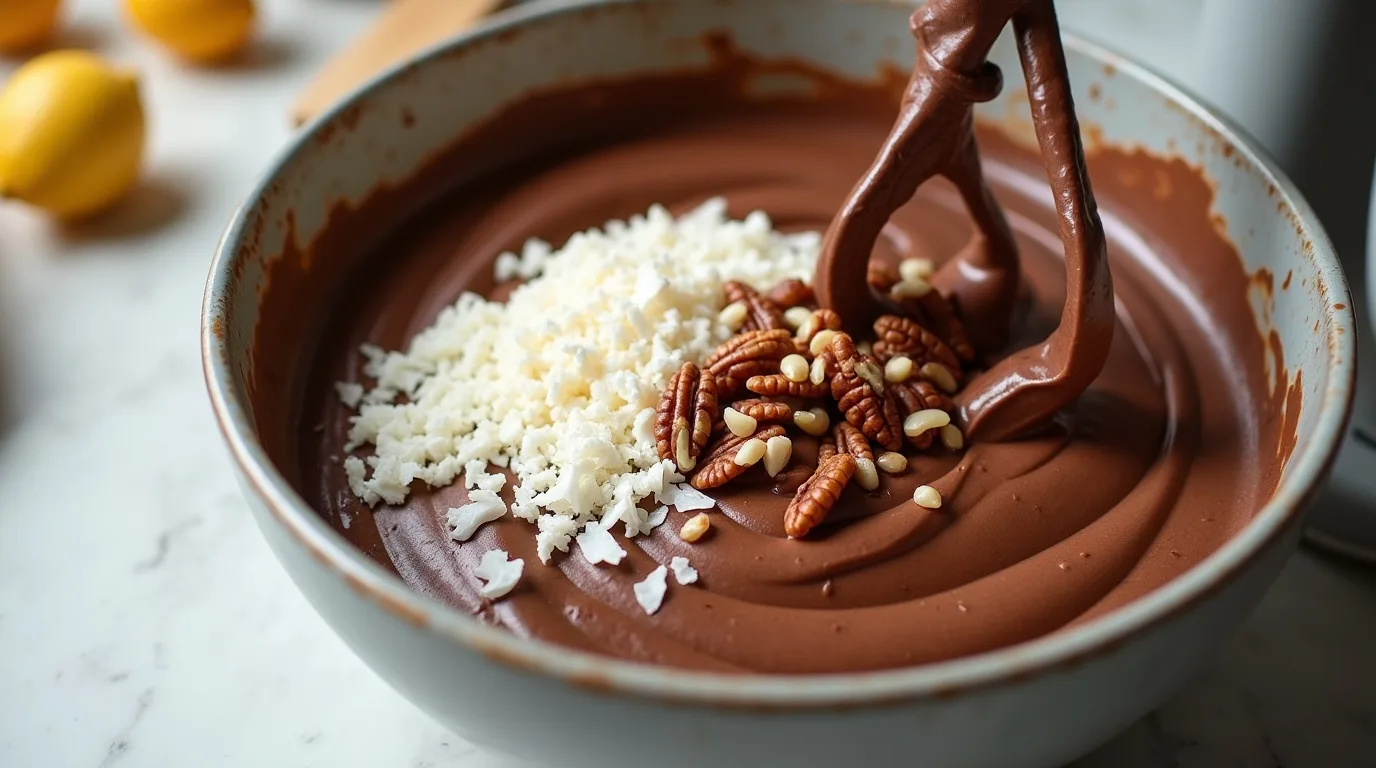 Adding Coconut and Pecans