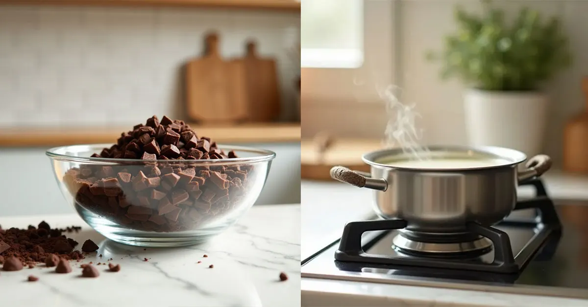 Preparing the Chocolate & Heating the Cream